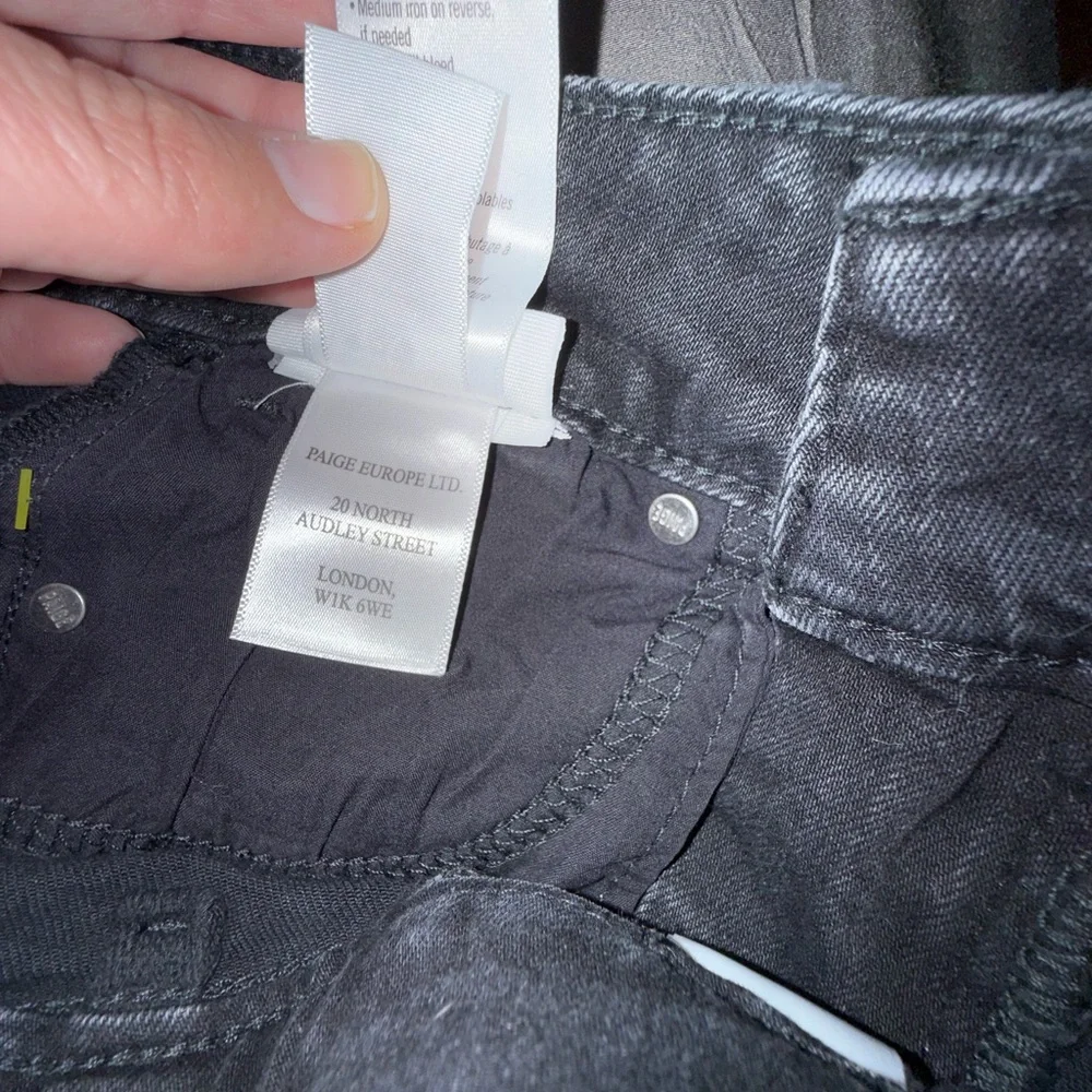 PAIGE viper black distressed High-Rise Wide Leg Jeans Sasha - Picture 7 of 10